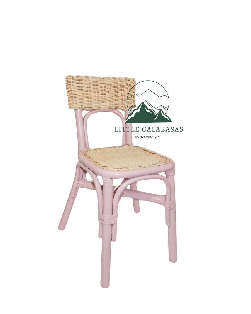 Napoli pink rattan kids chair with woven seat
