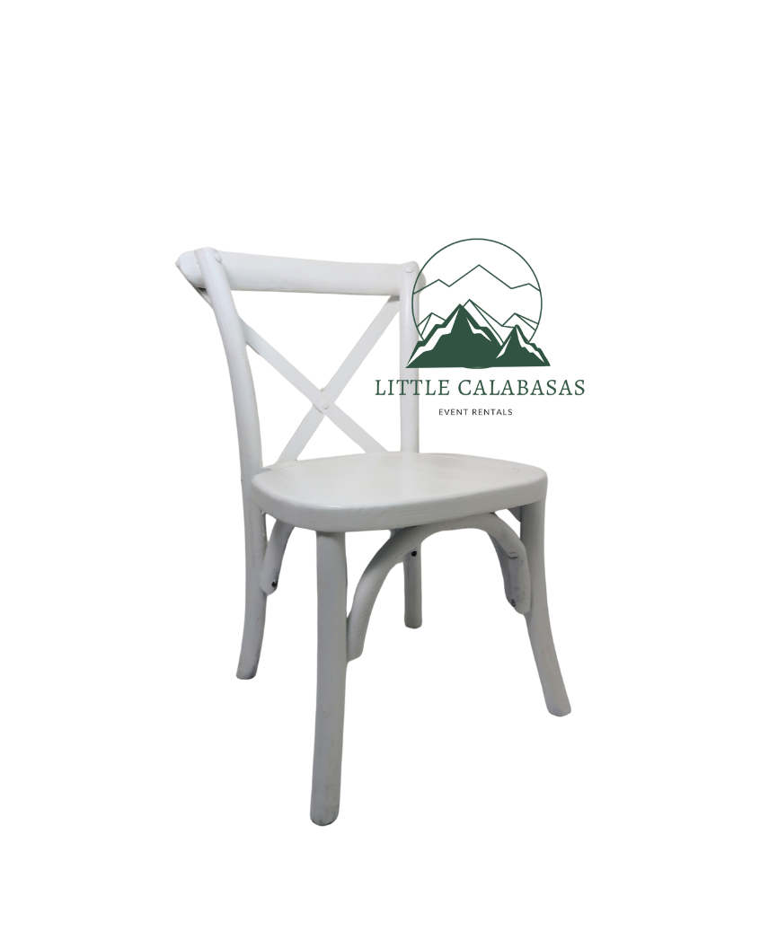 Agoura white kids cross-back chair rental in Calabasas, CA.