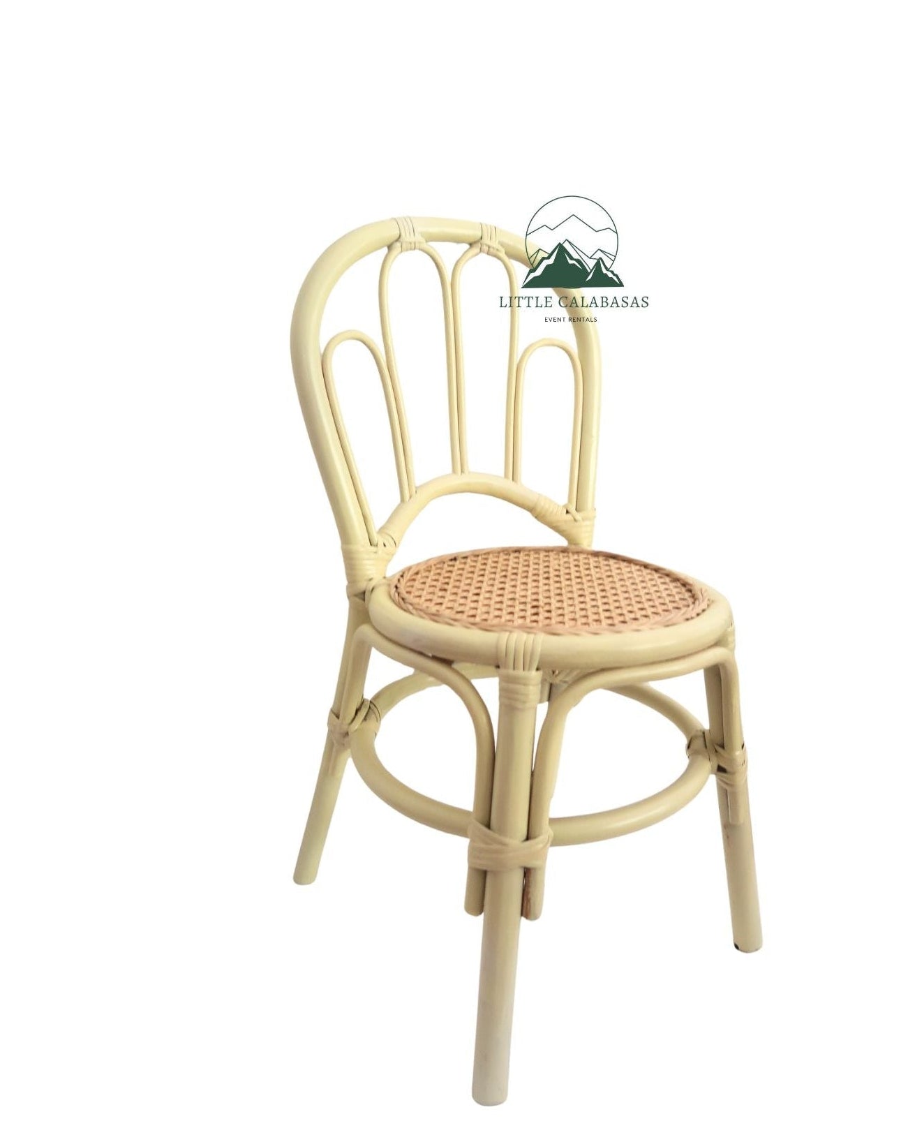 Butter yellow rattan kids chair with woven cane seat
