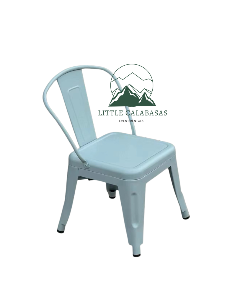 Pastel blue kids metal chair for party rentals