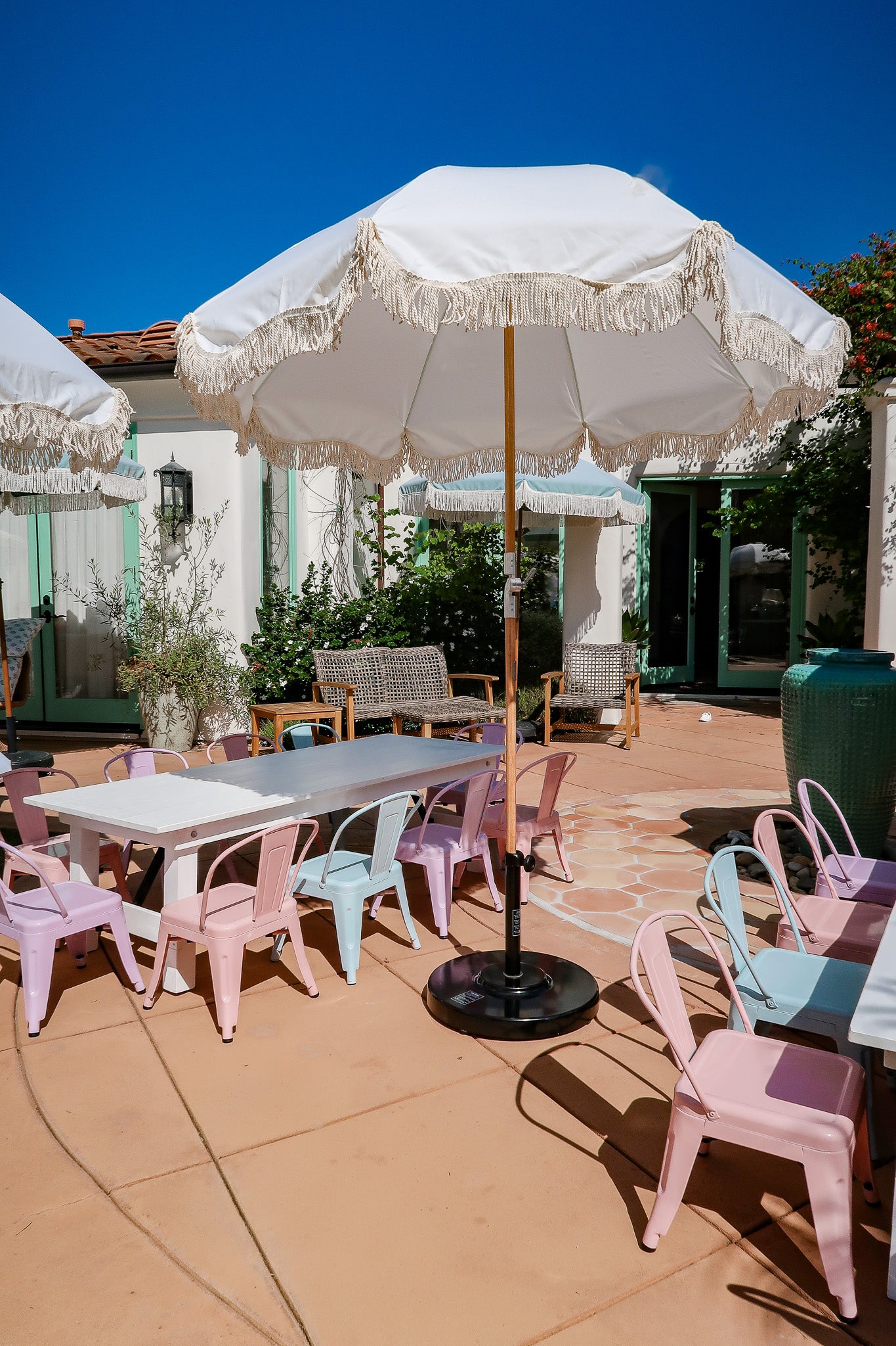 Fringe Umbrella with Base