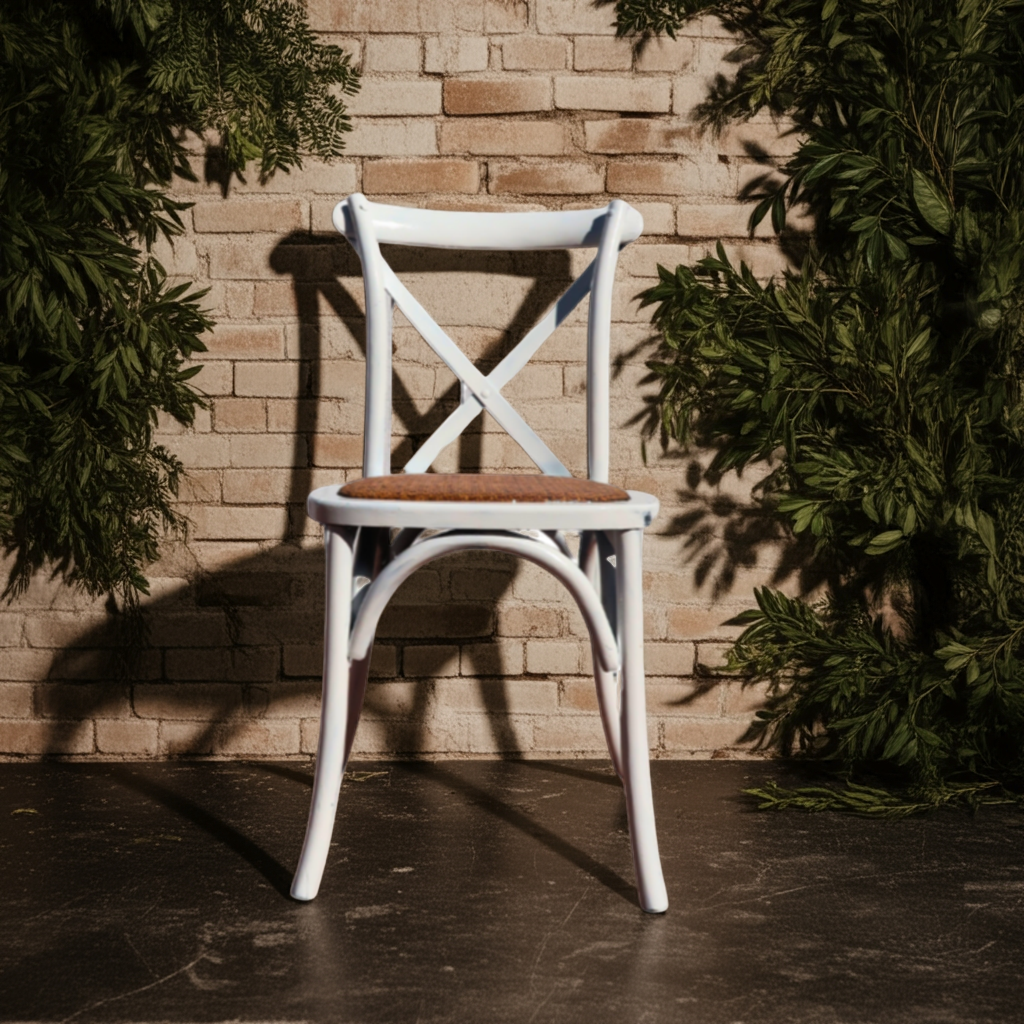 Rustic White Adult Crossback Chairs