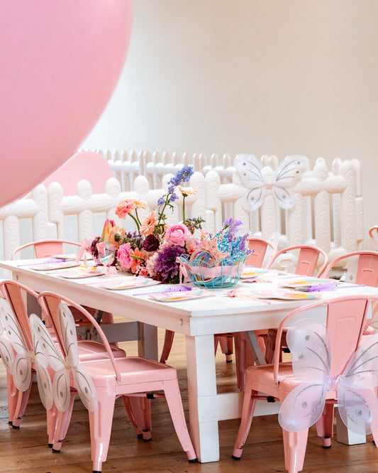 Kids dining setup at an outdoor Pacific Palisades celebration