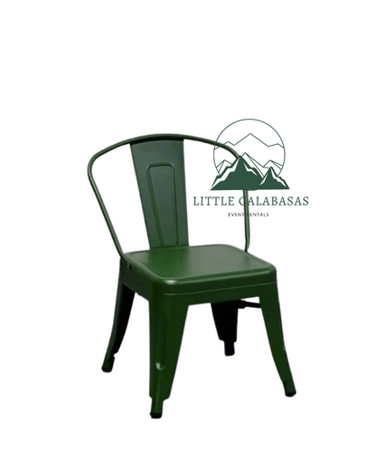 Hunter green kids metal chair for party rentals