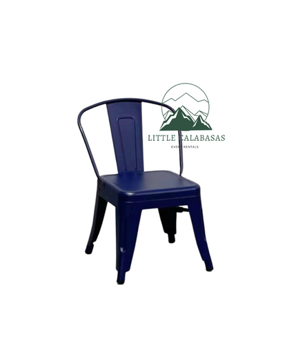 Navy kids metal chair for party rentals