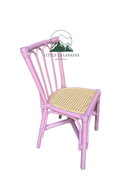 Lavender rattan kids dining chair on a white background