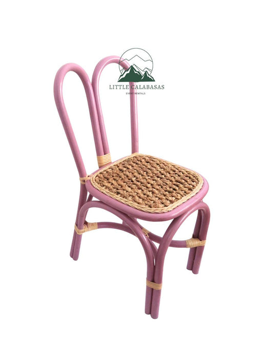 A lavender bentwood dining chair with a natural woven rattan seat, shown against a plain white background with a brand watermark at the top.