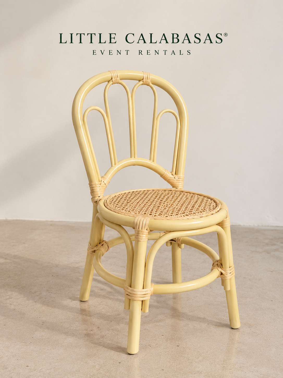 Butter Yellow Rattan Kids Chair - New!