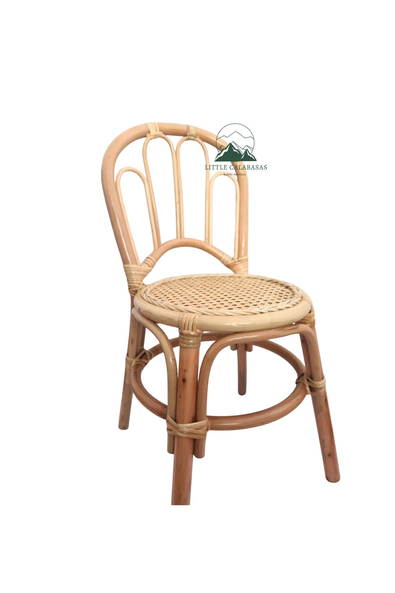 Natural rattan bistro-style kids chair with woven seat