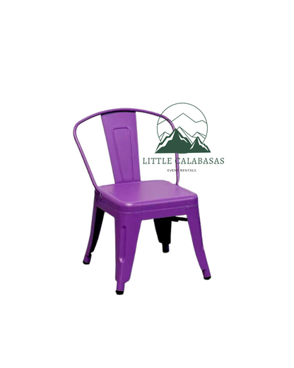 Violet kids metal chair available for party rentals in Calabasas, CA.