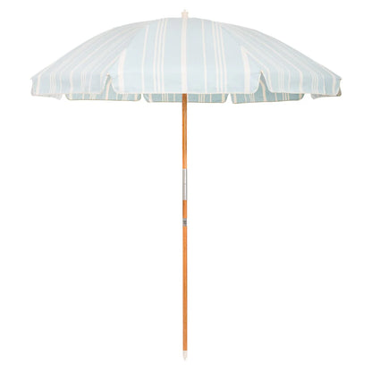 Light Blue Striped Umbrella with Base- NEW!
