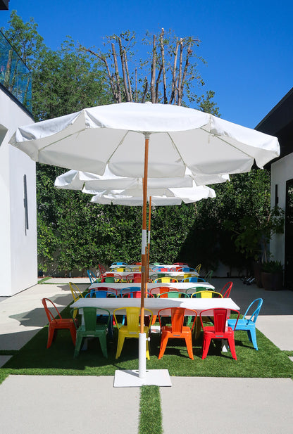 White Mediterranean Umbrella with Base