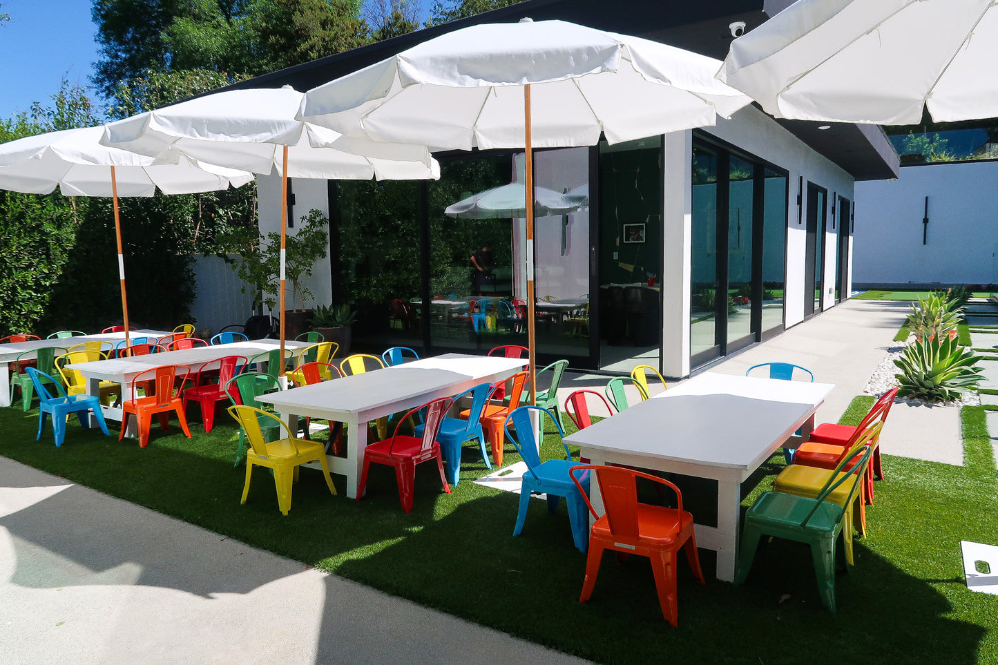 White Mediterranean Umbrella with Base