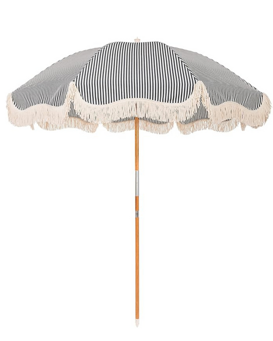 Navy Stripped Umbrella with Base- New!