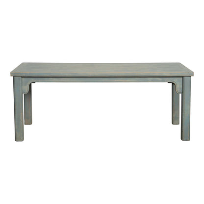 Lucky Blue Table rental with a light blue-grey wood finish, seats 6-8 guests, available in Calabasas, CA.
